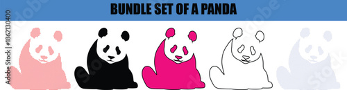 Panda Silhouette with Elegant Line Art Border and Abstract Dotted Shading. Panda Outline Icon featuring Minimalist Line Art Strokes and Decorative Dotted Patterns
