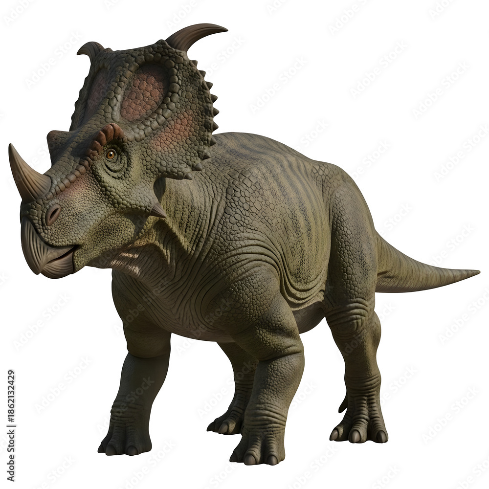 Obraz premium Centrosaurus Dinosaur Side View 3D Illustration Isolated on White Background