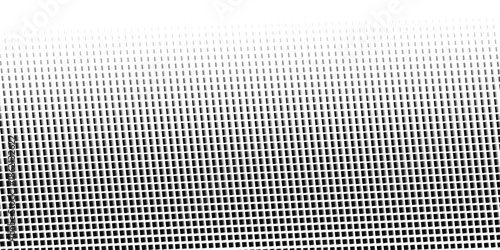 Squared halftone texture background. Check dot faded gradation wallpaper. Black and white square pixels. Fabric seamless pattern with textile mesh texture, black on white background.  