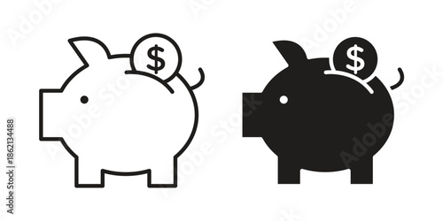 Piggy bank icons symbol template for graphic and web design