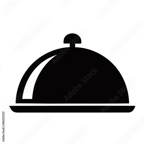 A black serving dome illustration on a white background