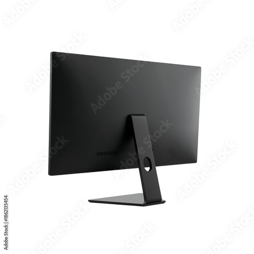 Rear view of a modern computer monitor isolated on transparent background