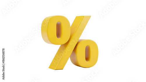 Yellow 3d percentage symbol isolated on a white background
