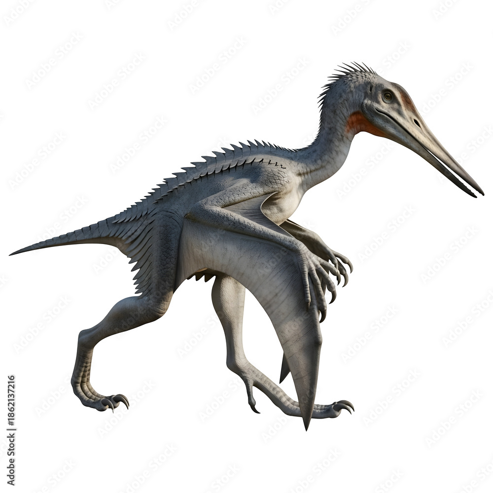 Fototapeta premium Prehistoric Pterosaur Dinosaur Walking on Ground 3D Illustration