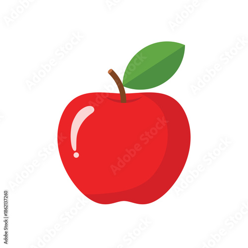Flat apple fruit cartoon illustration for children learning and educational content