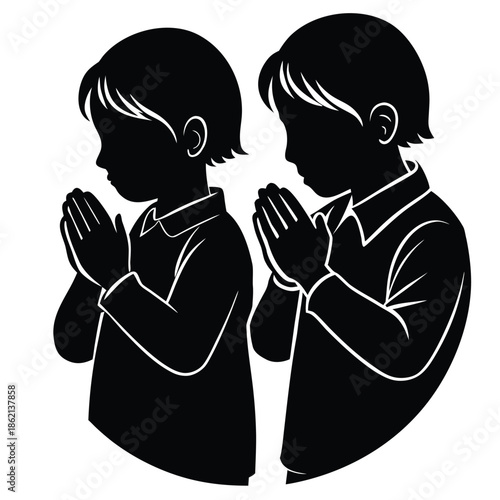 children praying vector on white background