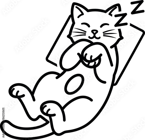 Sleeping cartoon cat illustration