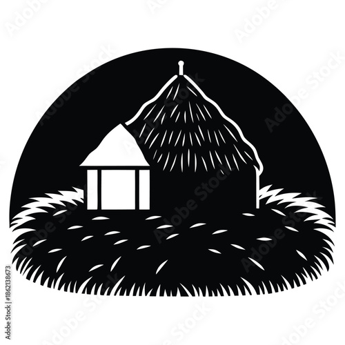 haystack scene vector on white background