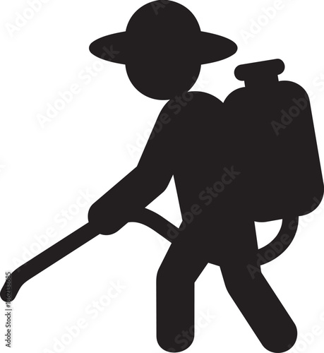 Farmer spraying pesticides on crops using backpack sprayer agriculture pest control