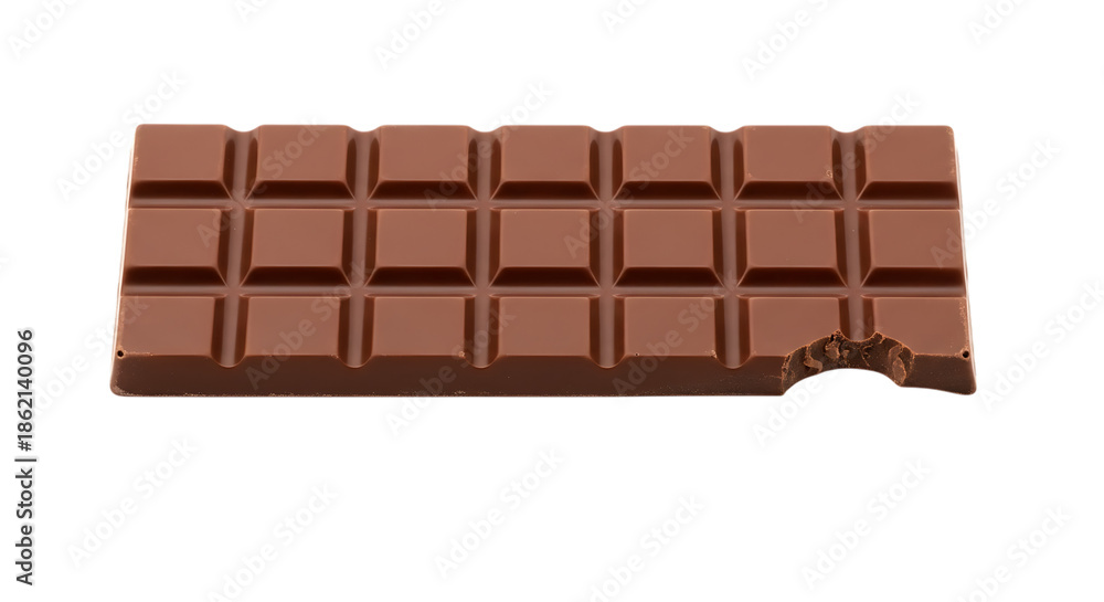 Fototapeta premium Delicious milk chocolate bar with bite mark