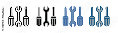 
tool icon set multiple style collection with pass key and screwdriver design
