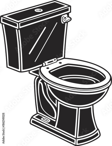 hand drawn vector illustration of a toilet bowl