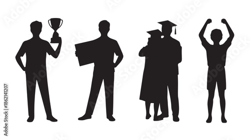 Graduation Silhouettes Celebrating Success