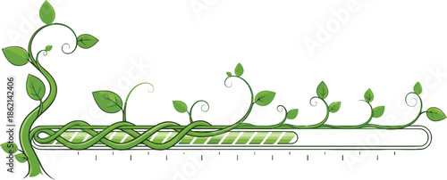 Green Vine Progress Bar Showing Organic Growth and Environmental Development