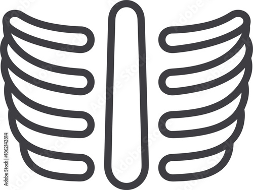 Outline Icon of Human Rib Cage with Central Sternum Keywords: rib cage, ribs, human, anatomy