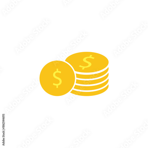 Stack of golden coins with dollar signs, representing financial success, investment, and wealth accumulation. An illustrative concept of savings and economic prosperity