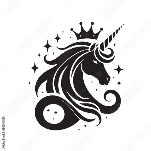 Wallpaper Mural Unicorn silhouette logo with stars and magical design Torontodigital.ca