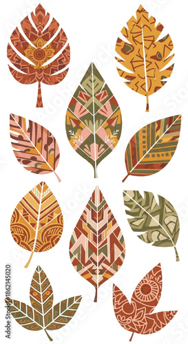 Vibrant Autumn Leaves Pattern Featuring Varied Foliage Colors.