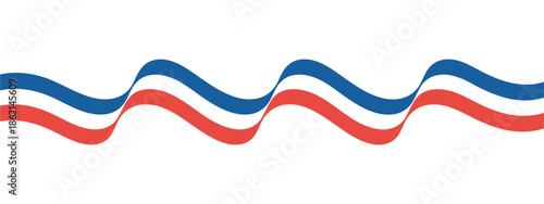 A vibrant graphic design featuring wavy lines of red white and blue colors displayed horizontally