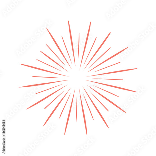 A vibrant radial burst of orange and white lines emanating from a central point creating a starburst effect
