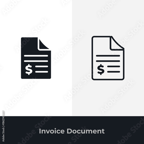 Invoice document icons for billing accounting payment financial records management