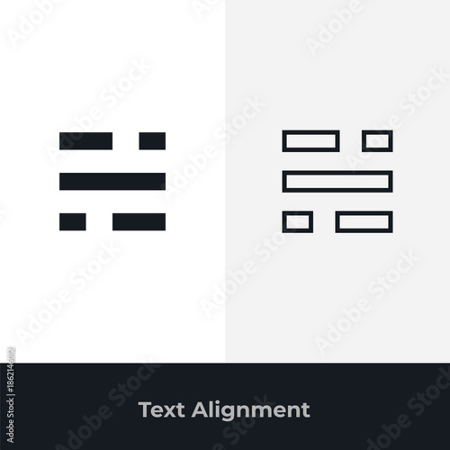 Text alignment icons representing typography layout formatting user interface design