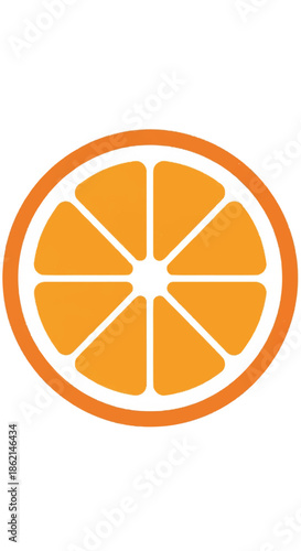 Illustrated orange slice icon, circular citrus fruit graphic for food, nutrition, and branding design elements.