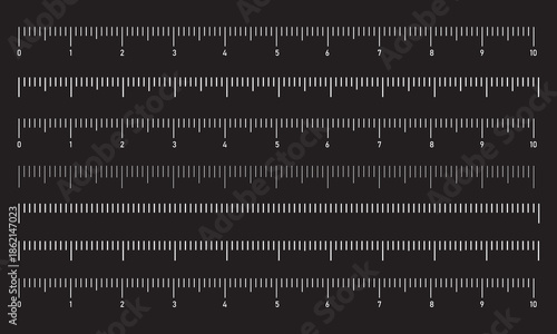 Collection of Horizontal Measurement Rulers and Scales