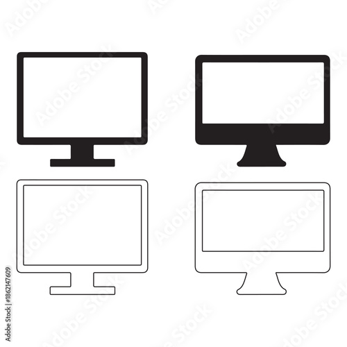 Computer icon set. computer monitor icon vector.