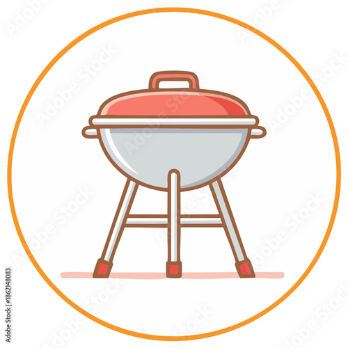 Charcoal Barbecue Grill Icon for Outdoor Cooking and Summer Gatherings