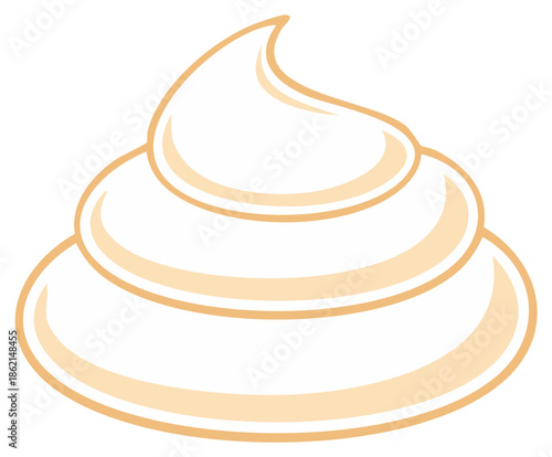 Cartoon whipped cream swirl with decorative beige outlines