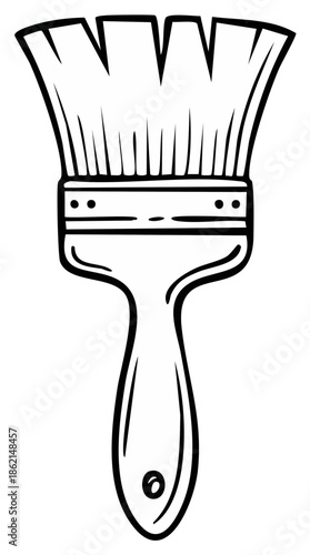 Cartoon illustration of a paintbrush, isolated on white background.