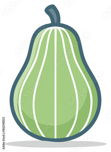 Vibrant Green Chayote Squash Pear Shaped Vegetable Flat Design Icon Illustration