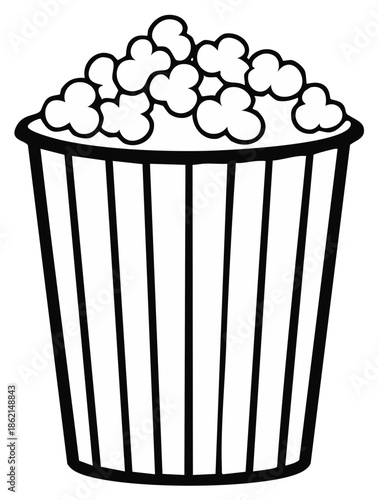 Delightful Bucket Filled with Fluffy Popcorn Illustration for Movie Night Snack Time Fun