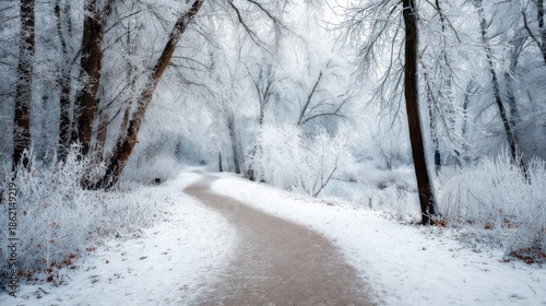 Wallpaper Mural A winding path through a frosted winter wonderland. Torontodigital.ca
