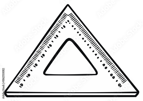 Illustration of a Triangle Ruler with Interior Triangle Shape