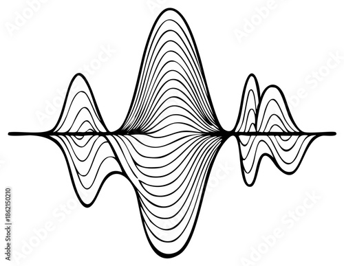 Abstract Soundwave Graphic Design with Concentric Wavy Lines Representing Amplitude