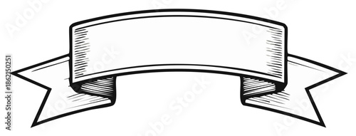 Elegant Hand Drawn Banner Ribbon with Blank Space for Text