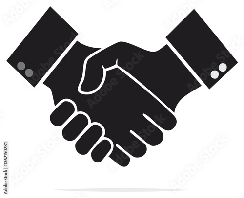 Hands shaking illustration symbolizing agreement or deal, representing cooperation and partnership in business, graphic design element on white