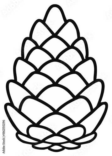 Pine Cone Outline Simple Drawing Natural Forest Element Isolated Graphic Design