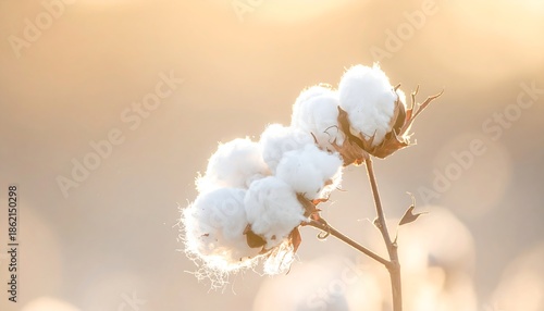 Cotton Plant with White Bolls in Field.