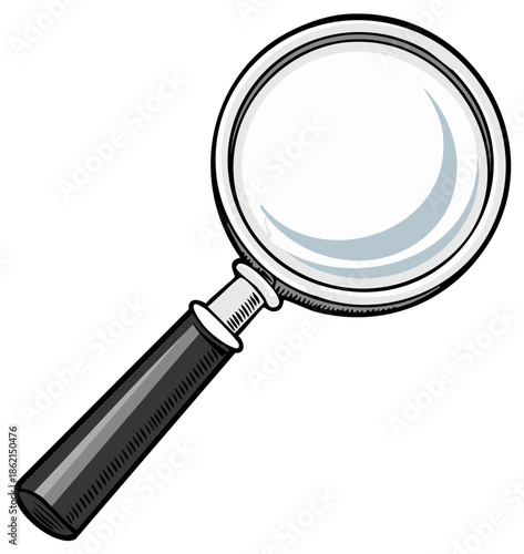 Magnifying Glass with Black Handle, Simple Illustration