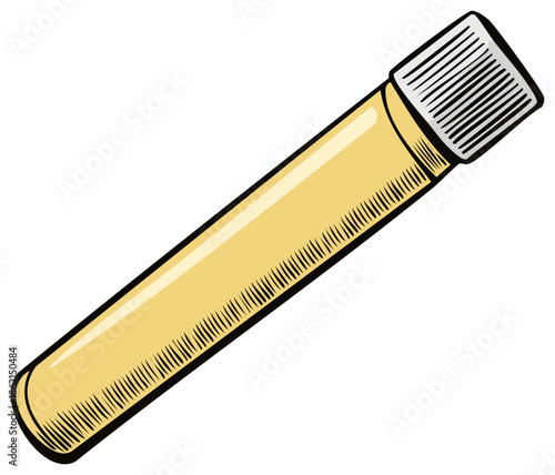 Illustration of a Urine Sample Tube with a Cap for Analysis in a Medical Laboratory