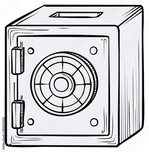 Bank Safe Vector Illustration Secure Money Deposit Box Vault