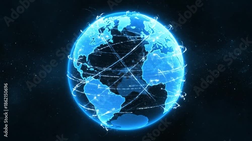 Abstract globe with connecting lines and glowing details