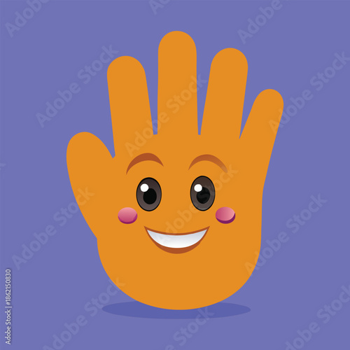 Happy Orange Hand Character with a Smiling Face