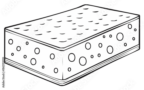 Outline drawing of a rectangular sponge with holes