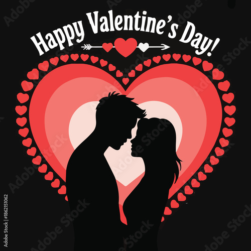Romantic Valentine's Day Greeting with Silhouetted Couple