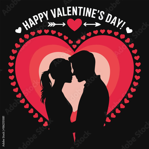 Romantic Valentine's Day Greeting with Silhouetted Couple