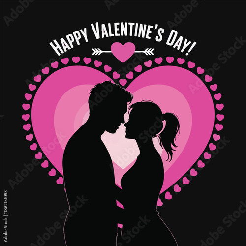 Romantic Valentine's Day Greeting with Silhouetted Couple